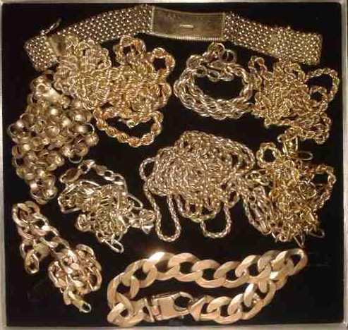 An assortment of gold chains